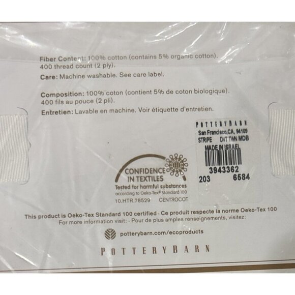 Pottery Barn Classic Stripe TWIN Duvet Cover & Standard Sham  Navy Blue / White - Picture 5 of 5